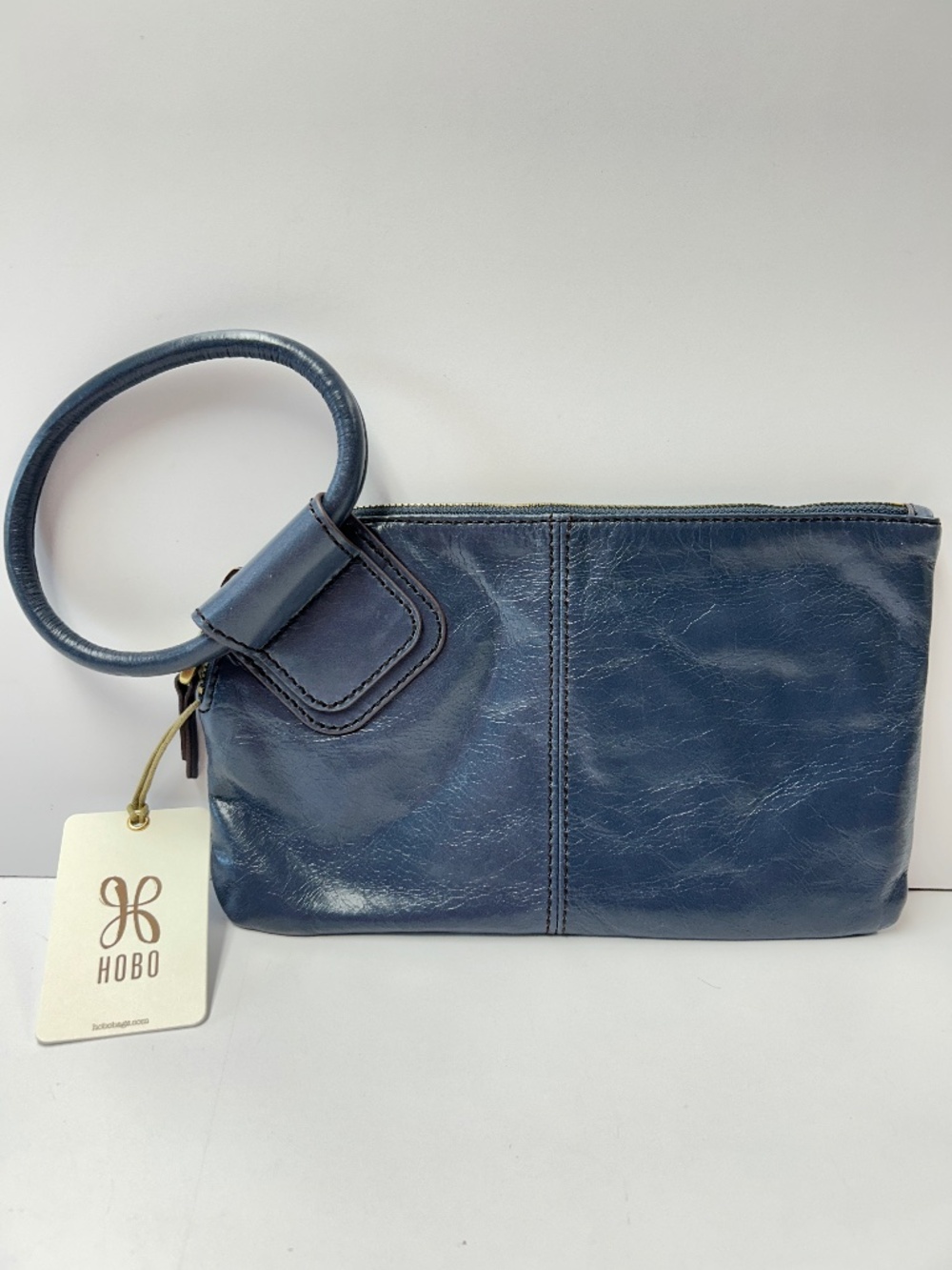 NWT Hobo Sable Clutch Blue Stone 100% Genuine Leather Wristlet Bag